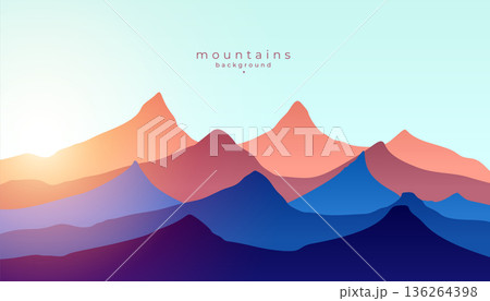 stunning high mountain peak banner for travel sport 136264398