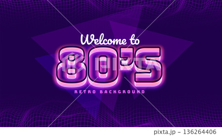 3d style 80s retro paradise background for summer night 136264406