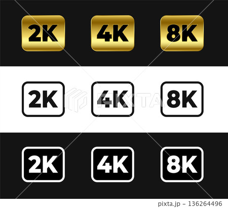 2k, 4k and 8k display resolution label in pack 136264496