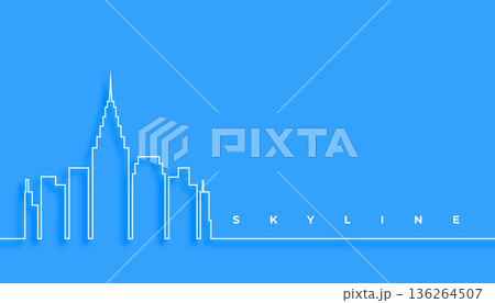 high rise skyline skyscraper building in line style 136264507