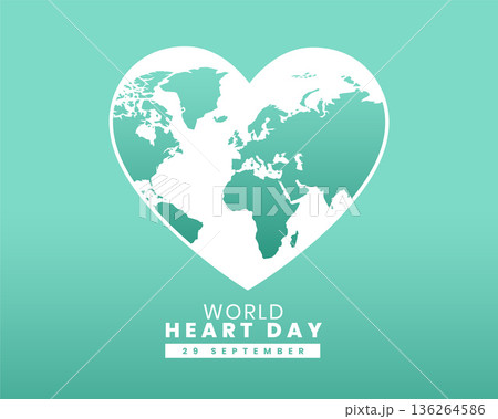 flat style 29th sept international heart day background with world map flat style 29th sept international heart day background with world map 136264586
