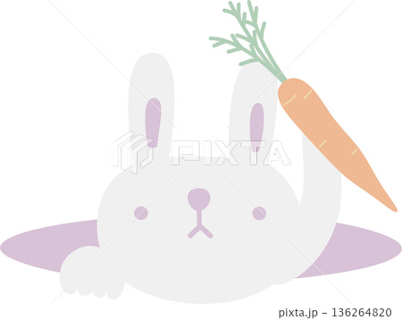 happy easter festival with rabbit and carrot element, pastel color, flat png illustration cartoon character happy easter festival with rabbit and carrot element, pastel color, flat png illustration cartoon character 136264820
