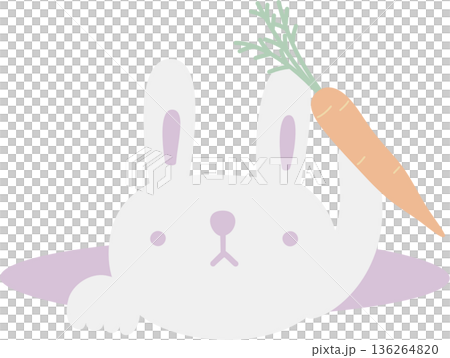 happy easter festival with rabbit and carrot element, pastel color, flat png illustration cartoon character happy easter festival with rabbit and carrot element, pastel color, flat png illustration cartoon character 136264820