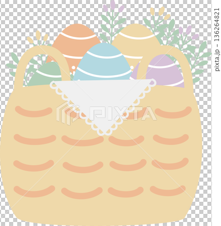 happy easter festival with basket of egg element, pastel color, flat png illustration cartoon character happy easter festival with basket of egg element, pastel color, flat png illustration cartoon character 136264821