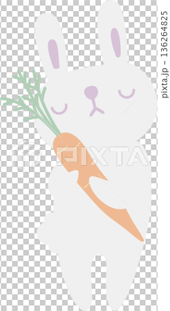 happy easter festival with rabbit and carrot element, pastel color, flat png illustration cartoon character happy easter festival with rabbit and carrot element, pastel color, flat png illustration cartoon character 136264825