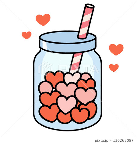 Jar heart love pink red straw cute romantic 136265087