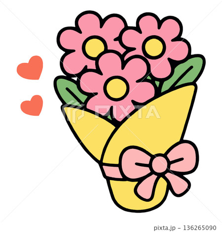 Bouquet flower pink yellow love romantic gift heart cute celebration 136265090