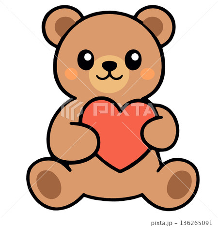 Cute bear cartoon heart love animal brown adorable happy simple illustration Cute bear cartoon heart love animal brown adorable happy simple illustration 136265091