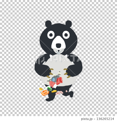 一隻熊叼著垃圾袋行走的插圖 | 野生動物、垃圾問題與公眾意識 136265214