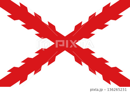 Spanish Empire Flag - Cross of Burgundy. Vector flag in official colors and 3-2 aspect ratio. 136265231