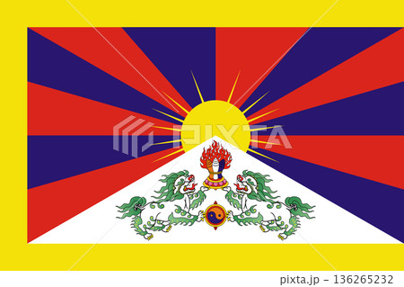 Tibet vector flag in official colors and 3-2 aspect ratio. 136265232