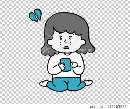 詐欺に気がついた女性(水色) 詐欺に気がついた女性(水色) 136265235
