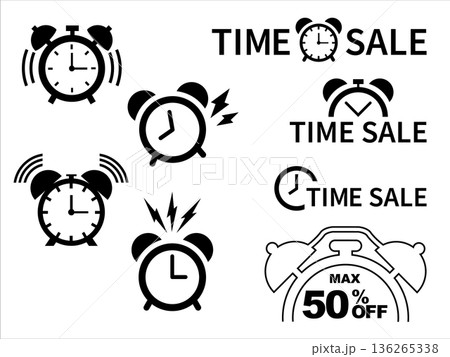 タイムセール向け時計のベクターイラストセット 136265338