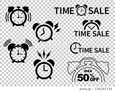 タイムセール向け時計のベクターイラストセット 136265338