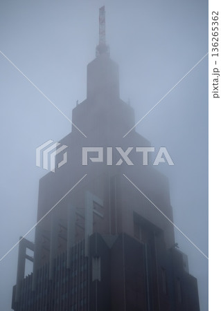 低い雲で霞む新宿ドコモタワー 136265362