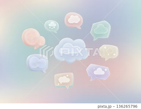 カラフルなトークバブルとクラウドのデザイン 136265796