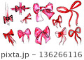 Set of hand drawn watercolot bows 136266116