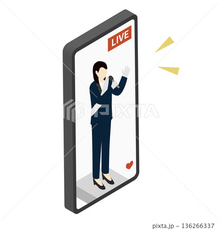 オンラインで選挙演説を行う女性立候補者のイラスト 136266337