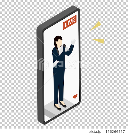 オンラインで選挙演説を行う女性立候補者のイラスト 136266337