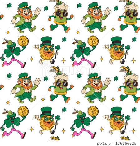 Funny Leprechaun and Shamrock Characters Repeat Design Funny Leprechaun and Shamrock Characters Repeat Design 136266529