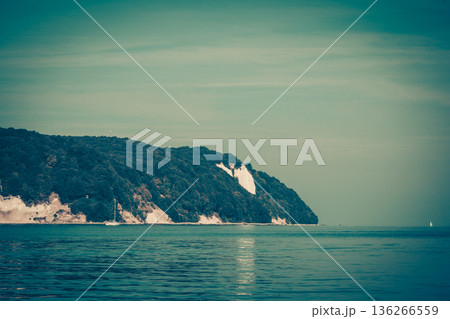 Chalk cliff rocks of Rugen isle at Sassnitz Germany 136266559