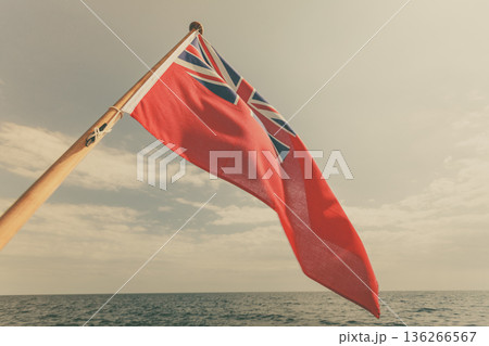 uk red ensign the british maritime flag flown from yacht 136266567