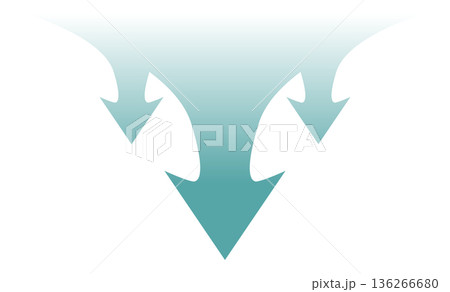 下降のイメージのシンプルな矢印のイラスト 136266680