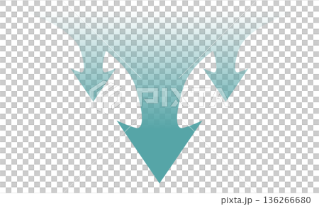 下降のイメージのシンプルな矢印のイラスト 136266680