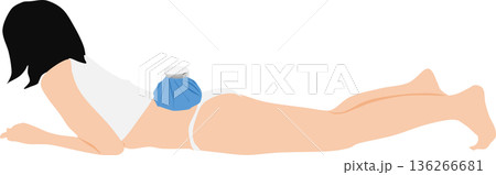 ぎっくり腰を発症した女性のイラスト ぎっくり腰を発症した女性のイラスト 136266681
