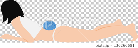 ぎっくり腰を発症した女性のイラスト ぎっくり腰を発症した女性のイラスト 136266681