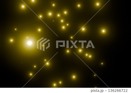 黒背景に浮かぶたくさんの黄色の粒子 136266722