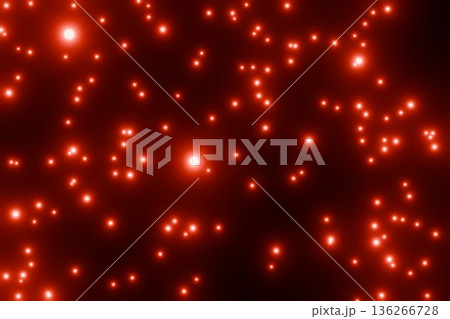 黒背景の上で輝くたくさんの赤い粒子 136266728