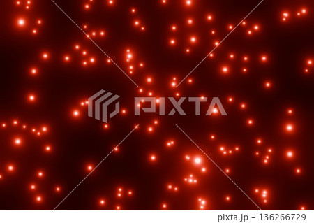 黒背景の上で輝くたくさんの赤い粒子 136266729