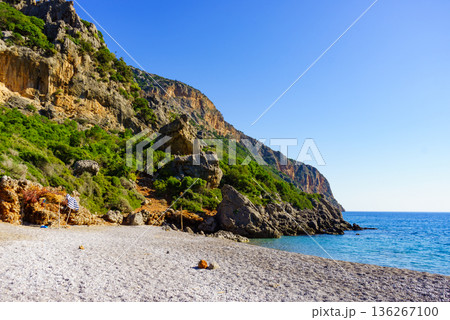 Sandy beach and sea, Greece 136267100
