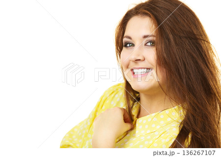 Portrait of beautiful cheerful young woman 136267107