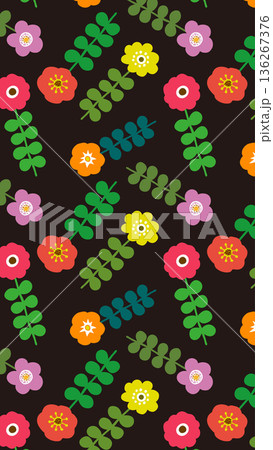 北欧風の背景イラスト　ボタニカルな背景画像 136267376