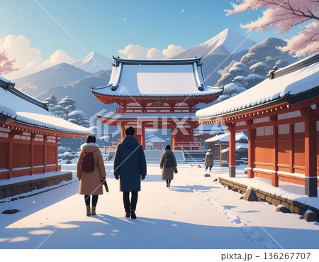 冬の神社参拝 136267707