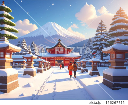 冬の神社参拝 136267713