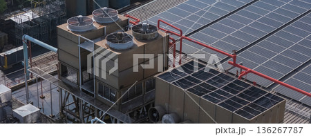 Cooling towers in data center building.  136267787