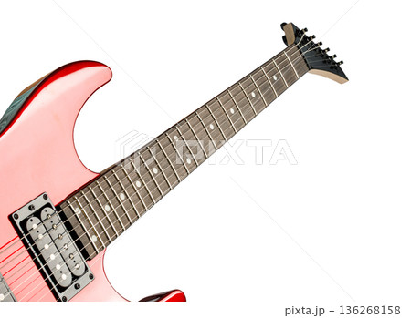 Red electric guitar isolated on white background 136268158