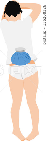 ぎっくり腰を発症した女性のイラスト ぎっくり腰を発症した女性のイラスト 136268326