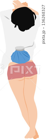 ぎっくり腰を発症した女性のイラスト ぎっくり腰を発症した女性のイラスト 136268327