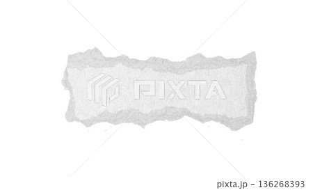 Torn edge of white paper with a textured surface, blank space in the center suitable for text or design elements, isolated on a white background 136268393