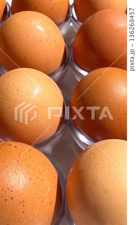 Rustic Eggs With Authentic Shell Textures. Organic Farm Fresh Eggs Presented For Branding Purposes. Farm Fresh Eggs On Display Showcasing Natural Textures And Organic Origins 136268457