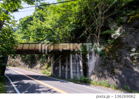 【小河内線】国道に架かる廃線跡の橋梁とトンネル 136269062