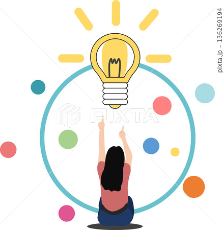 アイデアが閃くビジネスウーマンのイラスト 136269194