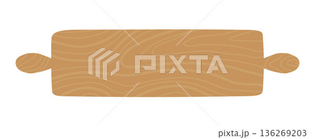 お菓子作りに使う木製めん棒のシンプルなイラスト 136269203
