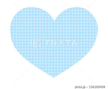 チェック柄ハートのシンプルなフレーム素材　青 136269494