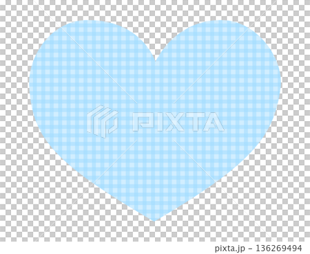 チェック柄ハートのシンプルなフレーム素材　青 136269494