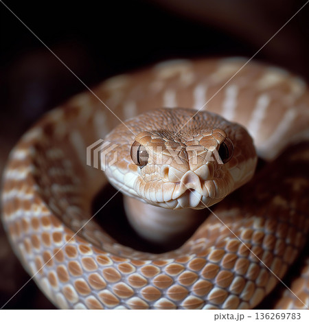 Intricate snake closeup showcasing reptile scales in nature and wildlife setting Intricate snake closeup showcasing reptile scales in nature and wildlife setting 136269783